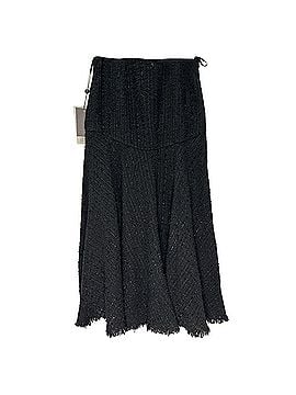 Alexander McQueen Alexander McQueen Raw-Edge Trim Midi Length Skirt in Black Cotton (view 1)