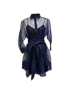 Maje Maje Organza Belted Mini Shirt Dress in Navy Blue Polyester (view 2)