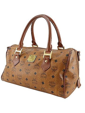 MCM MCM Mini Boston Handbag, Visetos Pattern, PVC, Brown, A5 Size, Zipper Closure, Unisex (view 2)