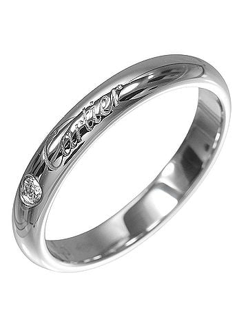 Cartier Cartier C de Engraved Ring, 3mm Diamond, Pt950 Platinum, Approx. 4g, CARTIER, Grade A (view 1)