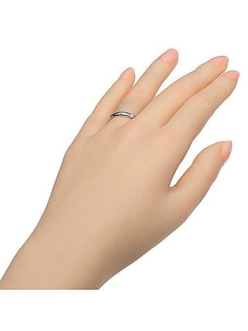 Cartier Cartier C de Engraved Ring, 3mm Diamond, Pt950 Platinum, Approx. 4g, CARTIER, Grade A (view 2)