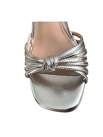 White House Black Market Silver + Gold Platform Sandal Wedges (view 2)