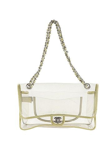 Chanel Chanel Chain Shoulder Bag, Clear/Gold Vinyl, A5 Size, Turn-Lock, Women's (view 1)