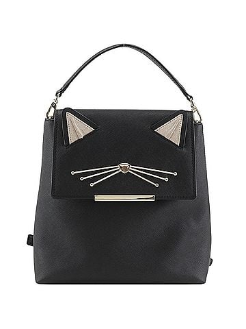 Kate Spade New York Kate Spade Make It Mine Cat 4-Way Leather Backpack/Daypack (Black) - Shoulder Bag, Handbag, 2-Way, A5 Size, Flap Closure Women's (view 1)