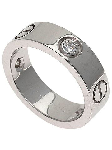 Cartier Cartier Love Ring Half Diamond #49 Ring, 18K White Gold, Women's CARTIER (view 1)