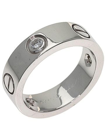 Cartier Cartier Love Ring Half Diamond #49 Ring, 18K White Gold, Women's CARTIER (view 2)