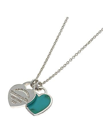 Tiffany & Co. Tiffany & Co. Double Heart Enamel Necklace, Silver, Women's (view 1)