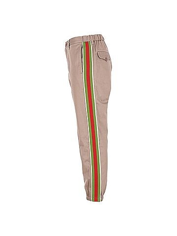 Gucci Gucci Contrast Stripe Logo Trim Detail Trousers in Brown Cotton (view 2)