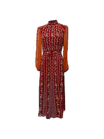 Saloni  Saloni Jacqui-B Printed Maxi Dress in Multicolor Silk (view 1)