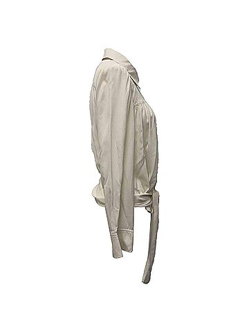 Chloé  Chloé Buttoned Tie-Waist Blouse in Ivory Silk (view 2)