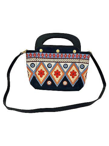 Tory Burch Tory Burch 2017 Appliqué Bermuda Bag in Navy Blue Suede  (view 1)