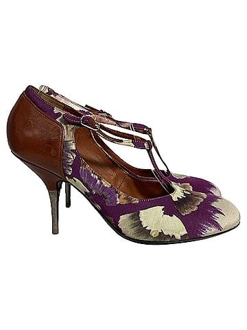 Dries Van Noten Dries Van Noten Floral Print Pumps in Purple Cotton (view 1)