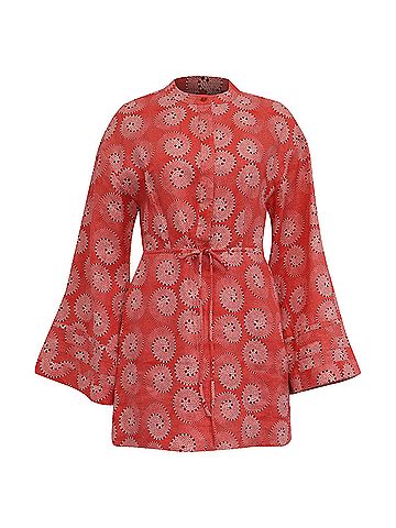 STAUD Staud Karlee Printed Mini Dress in Orange Cotton  (view 1)