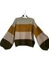 Crescent Stripes Green Yellow Tan Pullover Sweater Size M - photo 2