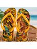 FARM Rio Floral Animal Print Yellow Blue Flip Flops Size 11 - photo 3