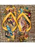FARM Rio Floral Animal Print Yellow Blue Flip Flops Size 11 - photo 5