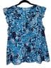 Lilly Pulitzer 100% Polyester Print Blue White Sleeveless Blouse Size XL - photo 2