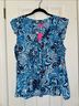 Lilly Pulitzer 100% Polyester Print Blue White Sleeveless Blouse Size XL - photo 9