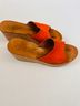 K Jacques St. Tropez 100% Leather Orange Wedges Size 9 - photo 3