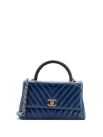 Chanel Coco Top Handle Bag Chevron Calfskin with Lizard Small (view 1)