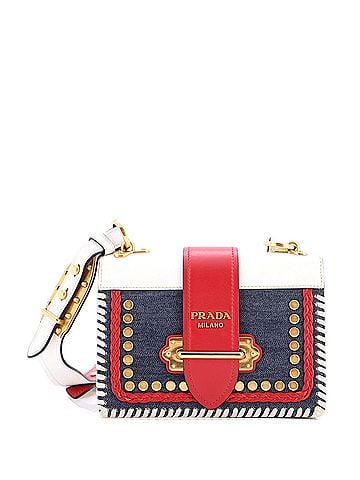 Prada Cahier Crossbody Bag Embellished Denim and Leather Small (view 1)