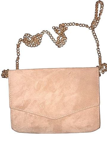 Unlabeled Ixebella Blush Pink Suede Clutch or Shoulder Strap Purse Leather Clutch (view 1)