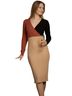 Shein Color Block Tan Black Burgundy Casual Dress Size S - photo 1