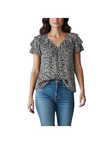 White House Black Market Butterfly  Short Sleeve Blouse (view 1)