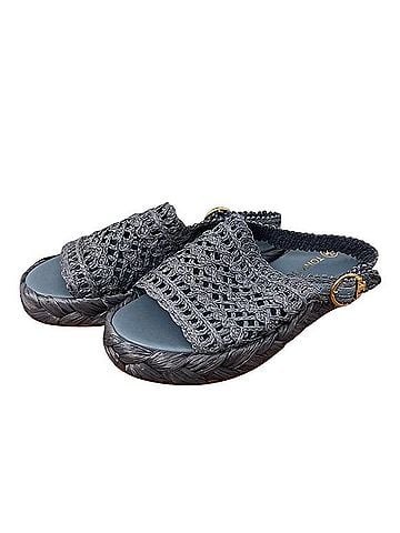 Tory Burch Raffia Canvas Crochet Trim Platform Slingback Espadrilles Sandals Sandals (view 1)