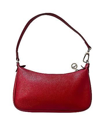 Longchamp Le Foulonne Red Pebbled Leather Mini Baguette Silver Hardware Leather Shoulder Bag (view 2)