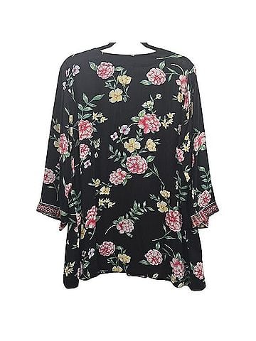 Belle By Kim Gravel tunic 3/4 Sleeve Henley (view 2)
