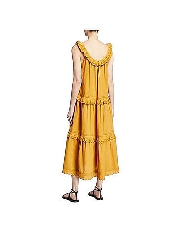 The Great. The Eyelet Magnolia Tiered Midi Dress Casual Dress (view 2)