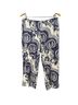 J. McLaughlin 100% Linen Floral Paisley Blue White Casual Pants Size 8 - photo 2