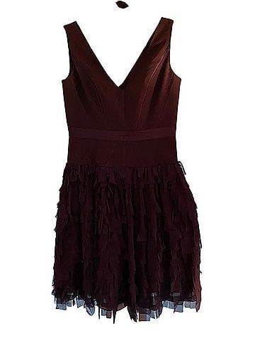 Aidan Mattox Indigo V-Neck Ruffled Cocktail Dress Cocktail Dress (view 1)
