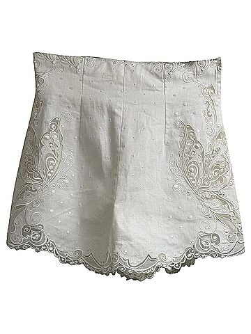 Zimmermann  Zimmermann Embroidered Mini Shorts in White Linen (view 2)