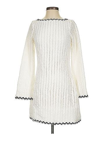 Saylor Coquette Boho Crocheted White Casual Dress (view 1)