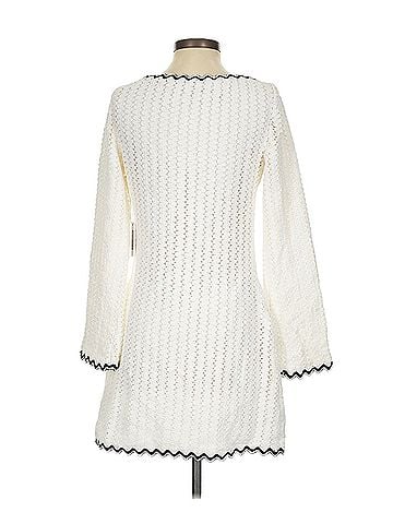 Saylor Coquette Boho Crocheted White Casual Dress (view 2)