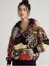 Free People 100% Polyester 100% Polyester 100% Polyester Print Red Black Jacket Size M - photo 4