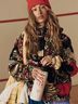 Free People 100% Polyester 100% Polyester 100% Polyester Print Red Black Jacket Size M - photo 3