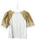 Veronica Beard 100% Cotton 3% Spandex 97% Cotton White Tan Short Sleeve Blouse Size L - photo 2