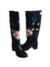 Anthropologie Floral Black Blue Boots Size 10 - photo 1