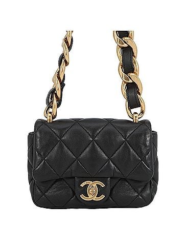 Chanel Chanel Chain Shoulder Bag Matelassé Coco Mark Leather AS3214 CHANEL Black Handbag Women's (view 1)
