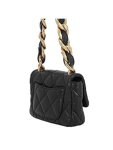 Chanel Chanel Chain Shoulder Bag Matelassé Coco Mark Leather AS3214 CHANEL Black Handbag Women's (view 2)