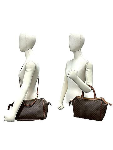 Céline CELINE Vintage Macadam Blazon Pattern Leather 2-Way Handbag Shoulder Bag Boston Brown 38717 (view 2)
