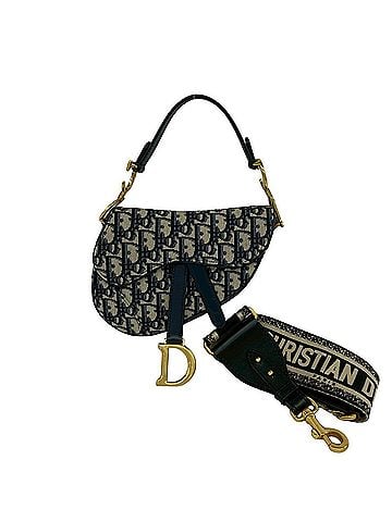 Christian Dior Christian Dior Oblique Saddle Bag Canvas Leather 2-way Handbag Shoulder Navy 30953 (view 1)
