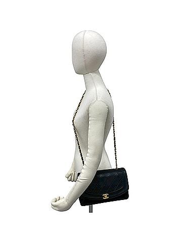 Chanel CHANEL Vintage Diana Matelassé Coco Mark Lambskin Shoulder Bag, Black, 41200 (view 2)
