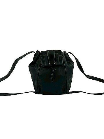 Loewe LOEWE Vintage Logo Leather Mini Drawstring Shoulder Bag/Pouch/Sacoche, Black, 16873 (view 1)