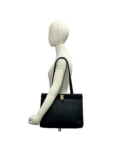 Salvatore Ferragamo Salvatore Ferragamo Vintage Vara Ribbon Hardware Leather Tote Bag Black 41505 (view 2)