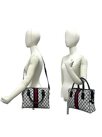 Gucci GUCCI (Old Gucci) Sherry Line GG Logo Pattern Leather 2-way Handbag/Shoulder Bag, Navy, 94949 (view 2)