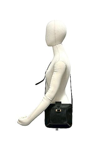 Loewe LOEWE Vintage Anagram Logo Embossed Leather Mini Shoulder Bag/Pouch/Sacoche, Black 56513 (view 2)